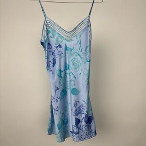 Victoria's Secret Blue and Green Floral Silk Dress